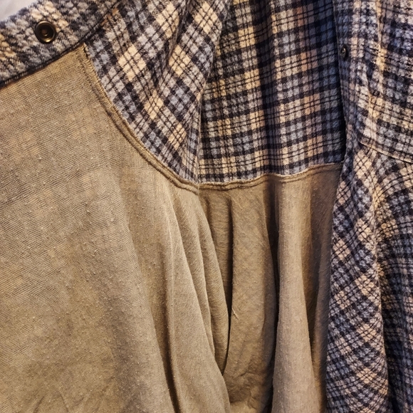 Free People Plaid Button Down/Snap Dress Cover Up Size Large - Picture 8 of 11